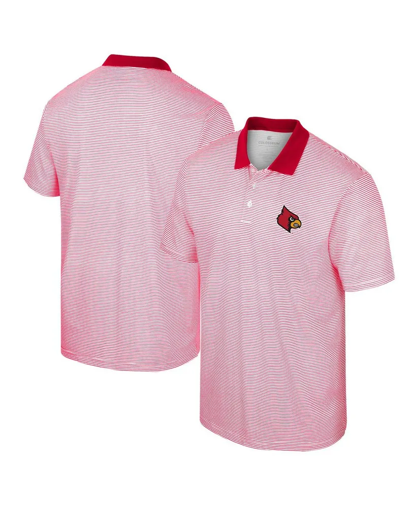 Men's Colosseum White, Red Louisville Cardinals Print Stripe Polo Shirt