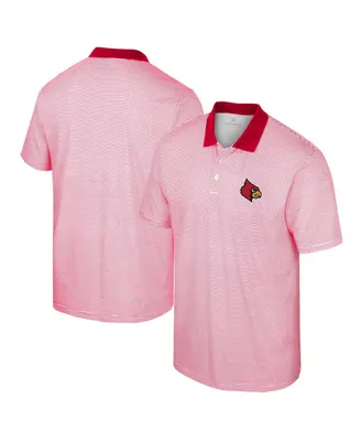 Men's Colosseum White, Red Louisville Cardinals Print Stripe Polo Shirt