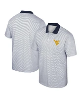 Men's Colosseum White, Navy West Virginia Mountaineers Print Stripe Polo Shirt