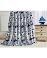 Kate Aurora Juvi Blue & Gray Baby Shark Ultra Plush Fleece Accent Throw Blanket - 50 in. W x 60 in. L