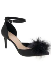 BCBGeneration Women's Abiny Faux Feather Ankle Strap Pumps