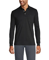 Lands' End Men's Long Sleeve Cotton Supima Polo Shirt with Pocket