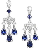 Lab-Grown Blue Sapphire (1-1/4 ct. t.w.) & Lab-Grown White Sapphire (1/3 ct. t.w.) Chandelier Drop Earrings in Sterling Silver