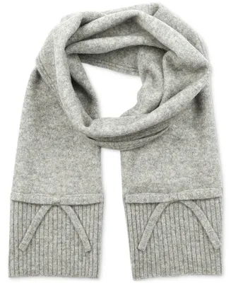 Kate Spade New York Women's Bow Ribbed-Trim Knit Scarf