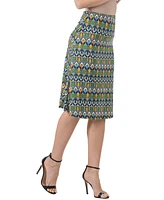 24seven Comfort Apparel Women's Elastic Waist Knee Length Skirt