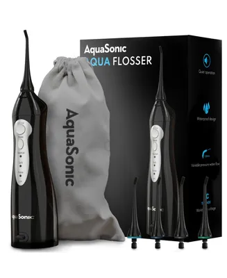 Aquasonic Aqua Flosser - Professional Rechargeable Water Flosser with 4 Tips - Oral Irrigator w/ 3 Modes - Portable & Cordless Flosser