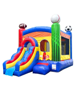 Pogo Bounce House Inflatable Bounce House with Slide for Kids (Without Blower) - 18 x 12 x 14.5 Foot Backyard Inflatable Bouncy House