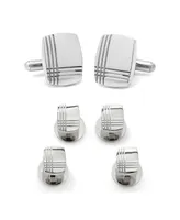 Ox & Bull Trading Co. Men's Stainless Steel Tartan Plaid Cufflinks and Stud Set, 6 Piece Set