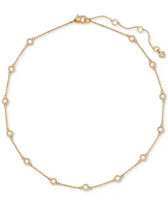 Kate Spade New York Gold-Tone Cubic Zirconia Station Necklace, 16" + 3" extender