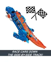 Hot Wheels City Ultimate Hauler, Transforms Into A T-Rex with Race Track, Stores 20 Plus Cars - Multi