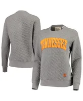 Women's Pressbox Heather Charcoal Tennessee Volunteers Moose Quilted Pullover Sweatshirt