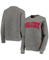 Women's Pressbox Heather Charcoal Iowa State Cyclones Moose Quilted Pullover Sweatshirt