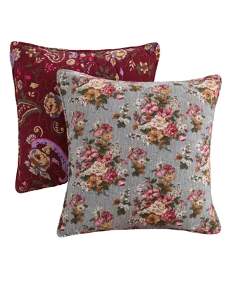 Greenland Home Fashions Antique Chic Floral Print Decorative Pillow Set, 16" x 16"
