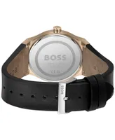 Hugo Boss Men's Candor Quartz Basic Calendar Black Leather Watch 41mm