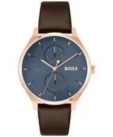 Hugo Boss Men's Tyler Quartz Multifunction Brown Leather Watch 43mm