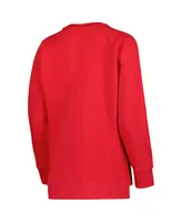Women's Pressbox Red Wisconsin Badgers Steamboat Animal Print Raglan Pullover Sweatshirt