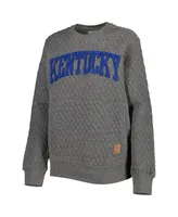 Women's Pressbox Heather Charcoal Kentucky Wildcats Moose Quilted Pullover Sweatshirt