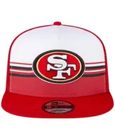 Men's New Era White, Scarlet San Francisco 49ers Striped A-Frame 9FIFTY Trucker Snapback Hat