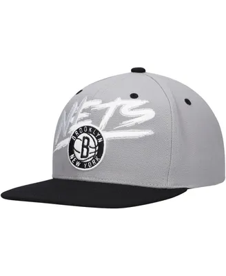 Men's Mitchell & Ness Gray, Black Brooklyn Nets Hardwood Classics Soul Transcript Snapback Hat