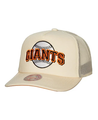 Men's Mitchell & Ness Cream San Francisco Giants Cooperstown Collection Evergreen Adjustable Trucker Hat