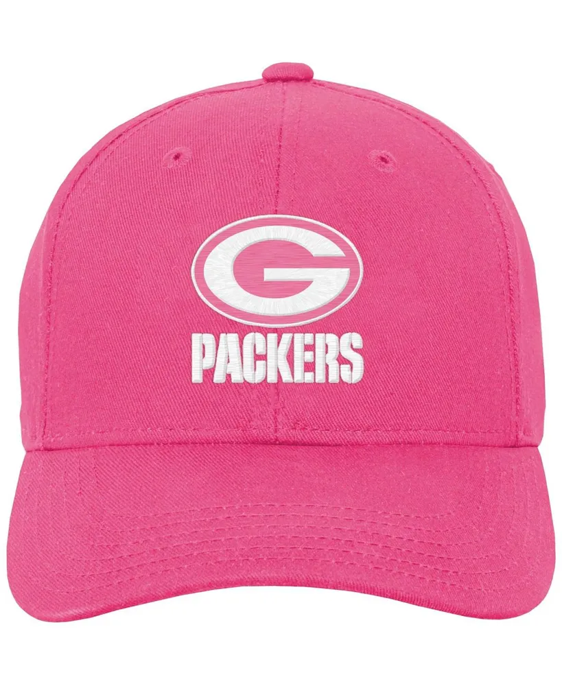 Big Girls Pink Green Bay Packers Adjustable Hat