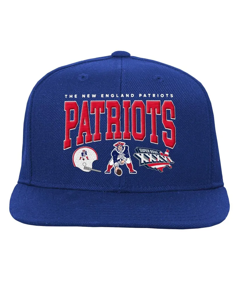 Big Boys and Girls Mitchell & Ness Royal New England Patriots Champ Stack Flat Brim Snapback Hat