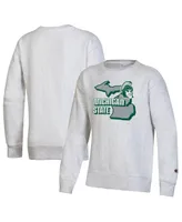 Big Boys Champion Heather Gray Michigan State Spartans Reverse Weave Pullover Sweatshirt