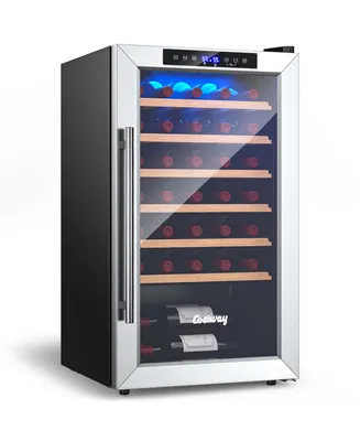 Costway 20 Inch Cooler Refrigerator for 33 Bottles with Tempered Glass Door