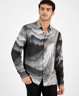 I.n.c. International Concepts Men's Swirl Graphic Shirt, Created for Macy's