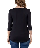 24seven Comfort Apparel Women's Criss Cross Round Hemline Tunic Top
