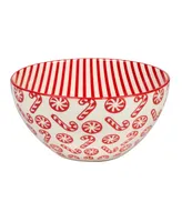 Certified International Peppermint Candy 30 oz All Purpose Bowls Set of 6, Service for 6