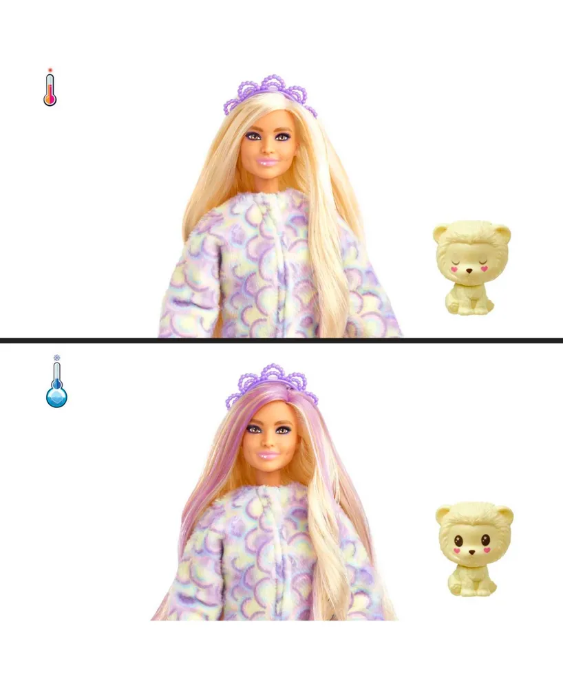 Barbie Cutie Reveal Doll and Accessories, Cozy Cute T-shirts Poodle, "Star" T-shirt, Blue and Purple Streaked Hair, Brown Eyes - Multi