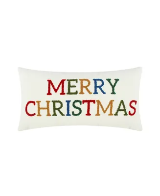 Levtex Festive Baubles Merry Christmas Decorative Pillow, 12" x 24"