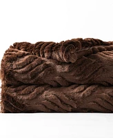 Battilo Cozy Carved Wave Faux Fur Throw, 60" x 80"