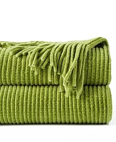 Battilo Classic Textured Ribbed Knit Throw, 50" x 60"