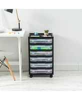 Iris Usa Fits 12" x 12" Paper, 6-Tier Scrapbook Rolling Storage Cart with Organizer Top for Papers Vinyl Tools Office Art and Craft Supplies Yarn Blac