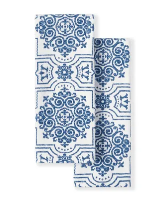 Martha Stewart Strie Medallion Dual Purpose Kitchen Towel 2-Pack Set, 16" x 28"