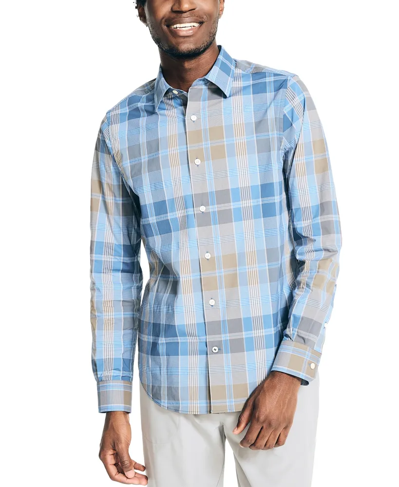 Nautica Men's Trim-Fit Navtech Plaid Shirt