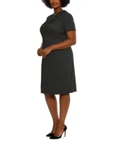 London Times Plus Bow-Neck Sheath Dress