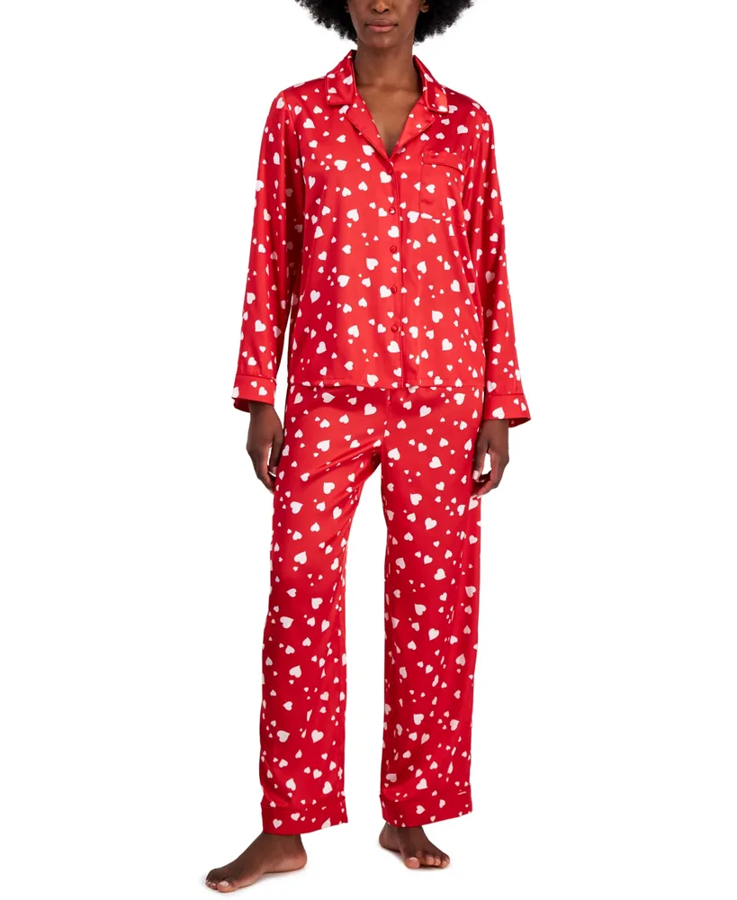INC International Concepts Satin Notch Collar Pajama Set, Created