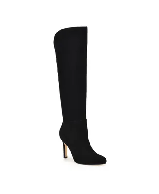 Nine West Women's Sancha Almond Toe Stiletto Heel Dress Regular Calf Boots