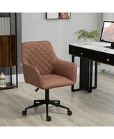 Vinsetto Office Chair w/Leather-Feel Fabric, Diamond Lines and Mid-back Armrests