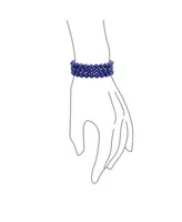 Bling Jewelry Semi Precious Gemstone Set Of 3 Blue Lapis lazuli 6MM Ball Bead Stones Stackable Strands Stretch Bracelet For Women Teen