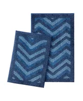 2 Piece Ultra Soft Non Slip Shaggy Bath Rug - Chevron Design Large & Small