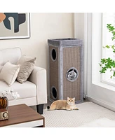 Costway 4-Story Cat House 39'' Cat Condo with Scratching Posts & 4 Soft Plush Cushions