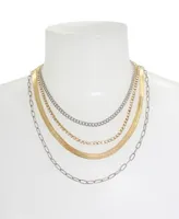 Steve Madden Faux Stone Tennis Layered Necklace Set - Two