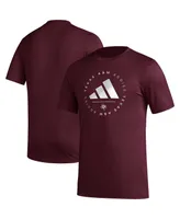 Men's adidas Maroon Texas A&M Aggies Stripe Up Aeroready Pregame T-shirt