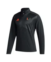 Men's adidas Miami Hurricanes Sideline Aeroready Raglan Sleeve Quarter-Zip Jacket