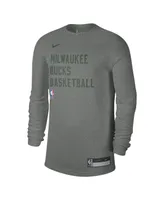 Men's and Women's Nike Heather Gray Milwaukee Bucks 2023/24 Legend On-Court Practice Long Sleeve T-shirt