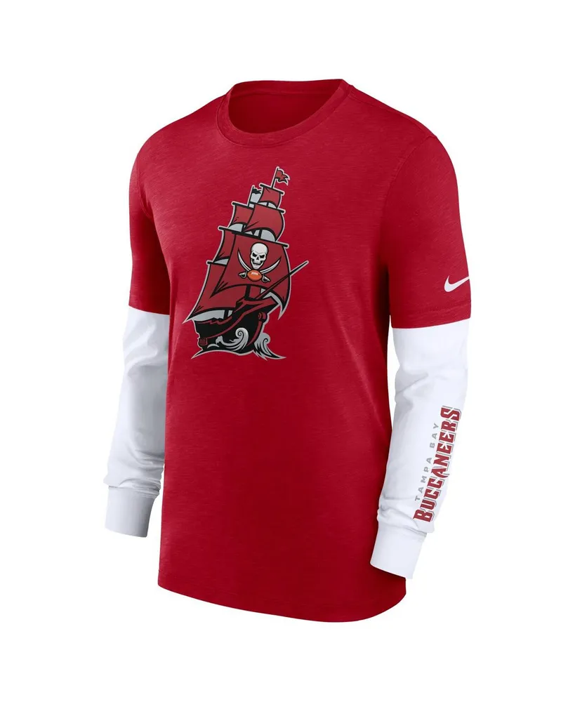 Men's Nike Heather Red Tampa Bay Buccaneers Slub Fashion Long Sleeve T-shirt